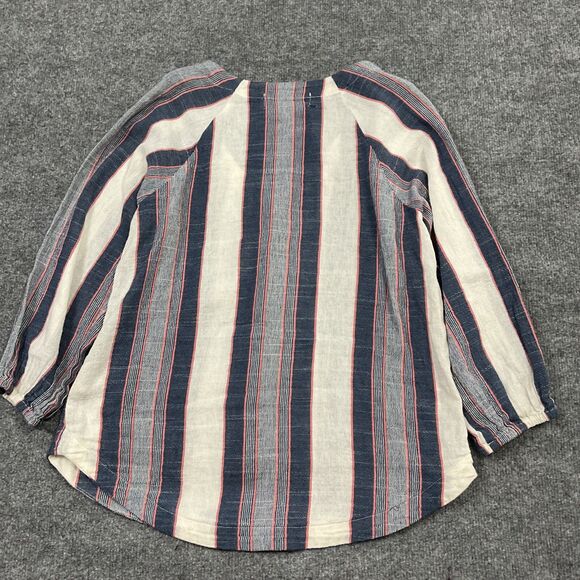 Cloth & Stone Blouse Womens size S Blue Striped Casual Beach Breatable - Picture 2 of 12